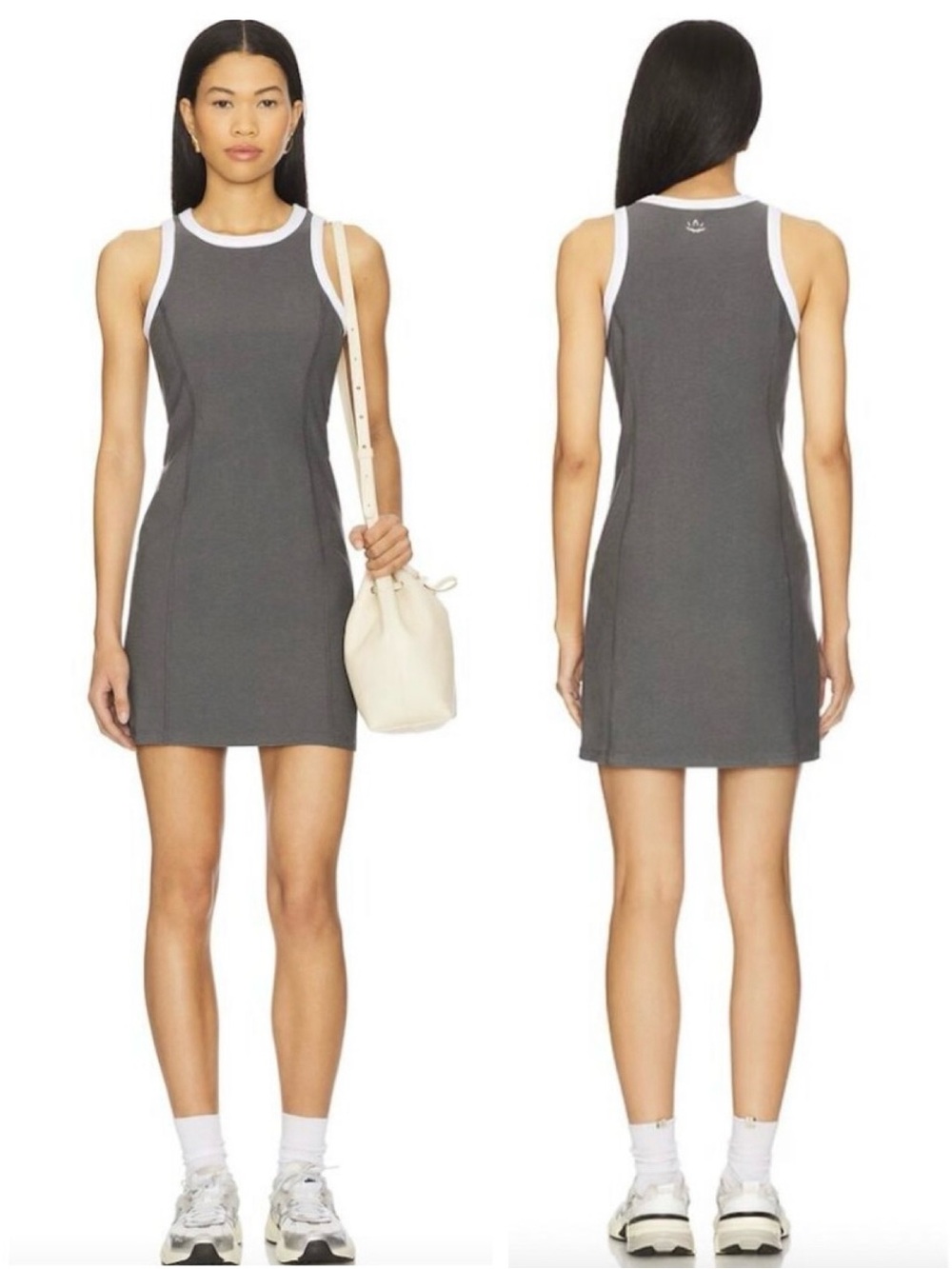NWT Beyond Yoga Spacedye Outlines Active Dress in True Gray Heathercloud White
